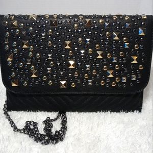 Black Studded shoulder/ clutch bag